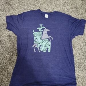 KY For Ky Navy Blue Shirt With Punny Kentucky Derby Horse And Mint Julep Drink